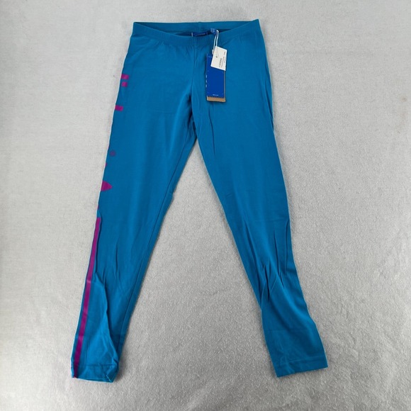 NWT Adidas Leggings Yoga Women's Blue Hi-Rise Logo Size Medium - Picture 1 of 7